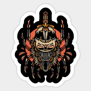 Skull Spider Vintage Traditional Tattoo Sticker